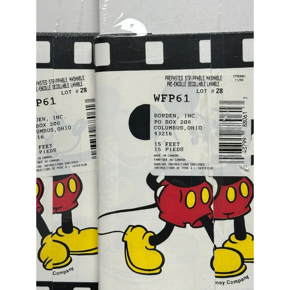 Vintage Mickey Mouse Wallpaper Border Prepasted Washable Cinema Retro‎